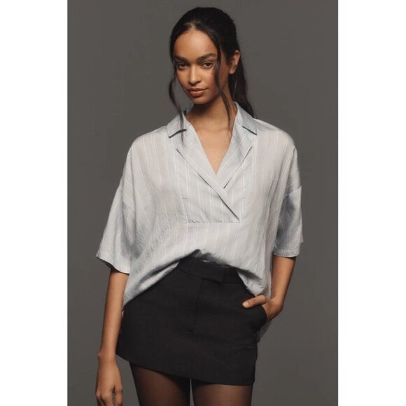 NWT Size S - Anthropologie The Dylon Short-Sleeve Wide-Placket Top - Picture 2 of 16